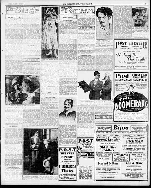 Post Theatre - Feb 8 1919 Ads (newer photo)